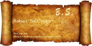 Babai Sándor névjegykártya
