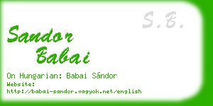 sandor babai business card